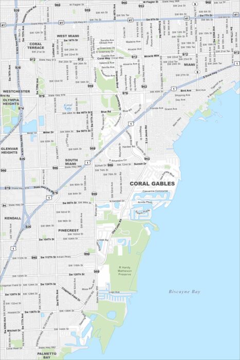 Coral Gables Map Florida