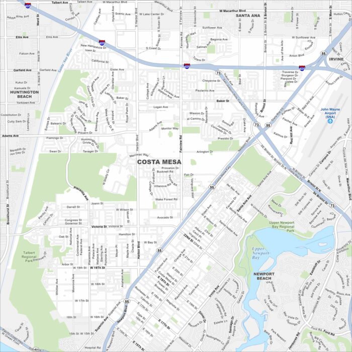 Costa Mesa Map California