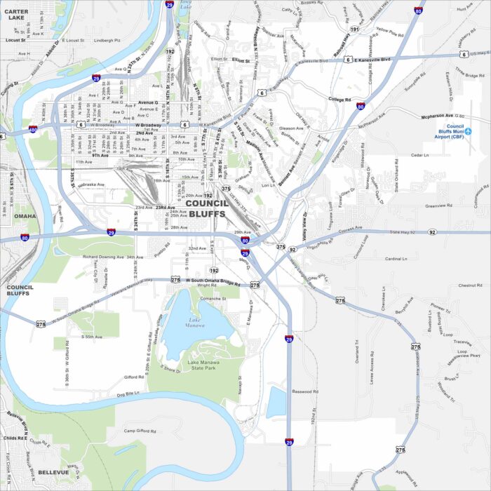 Council Bluffs Map Iowa