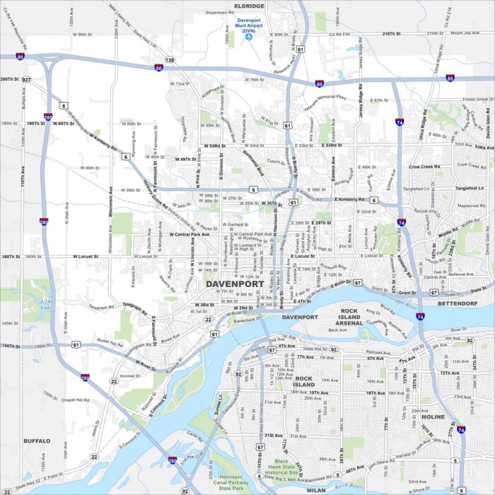 Davenport Map Iowa