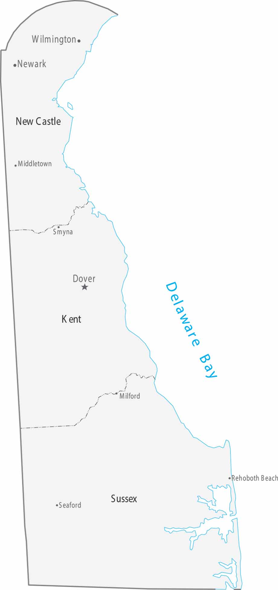 Delaware Counties Cities Map