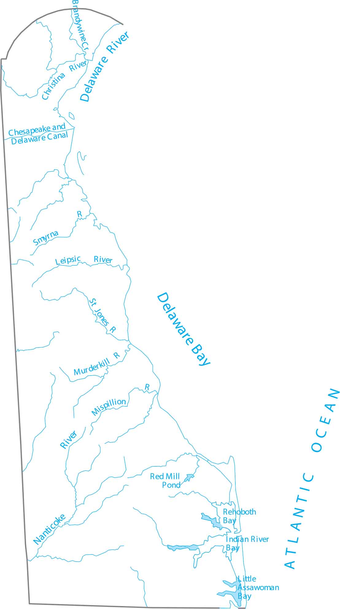 Delaware Lakes and Rivers Map