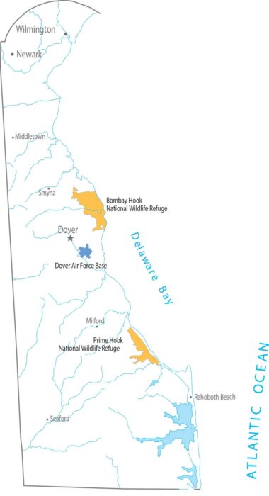 Delaware National Parks and Forests Map