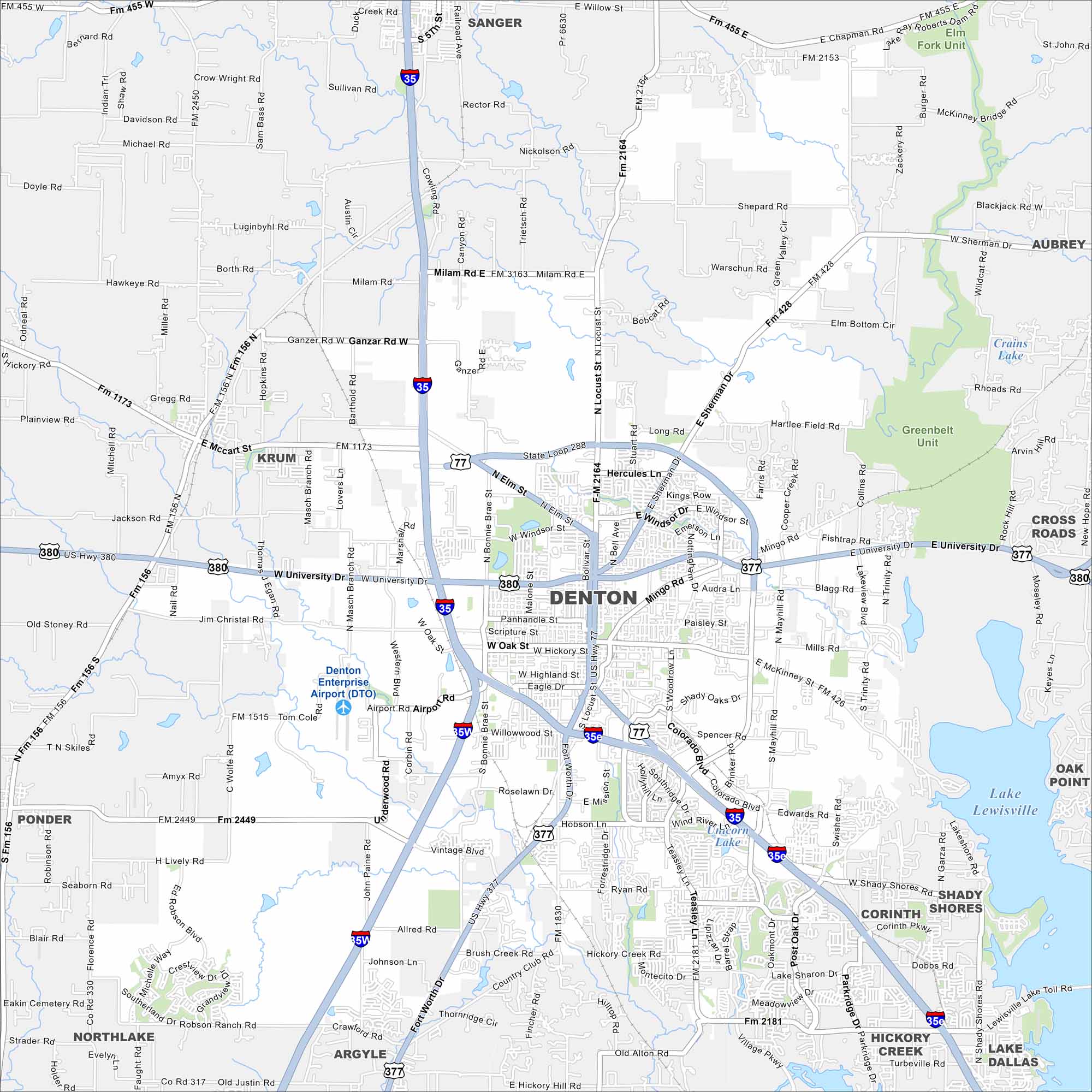 Denton Map Texas