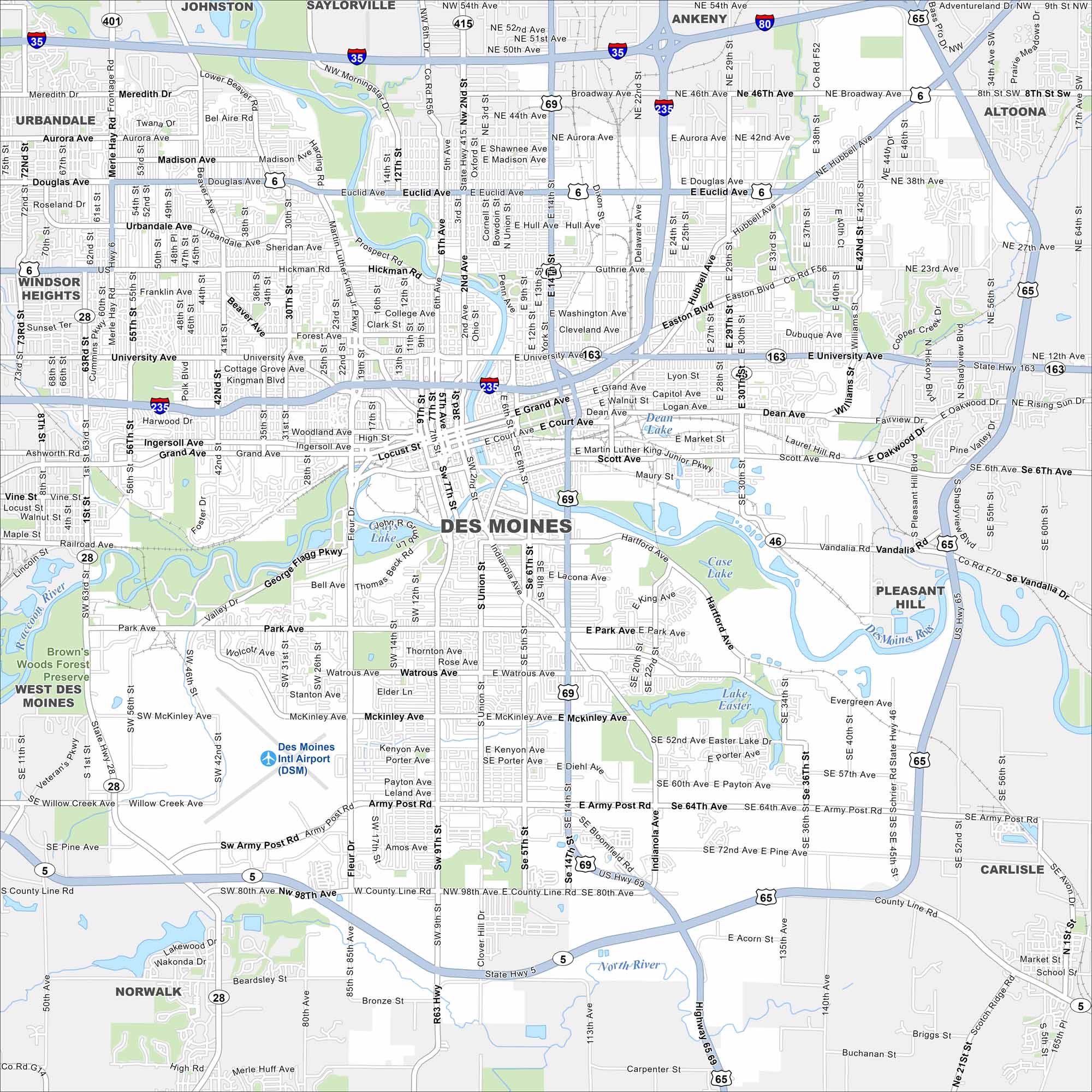 Des Moines Map Iowa