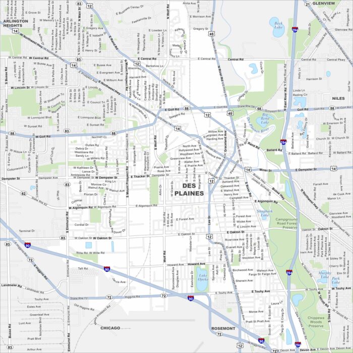 Des Plaines Map Illinois
