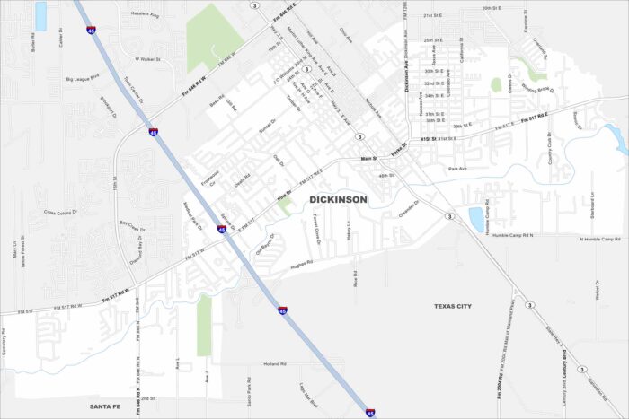 Dickinson Map Texas