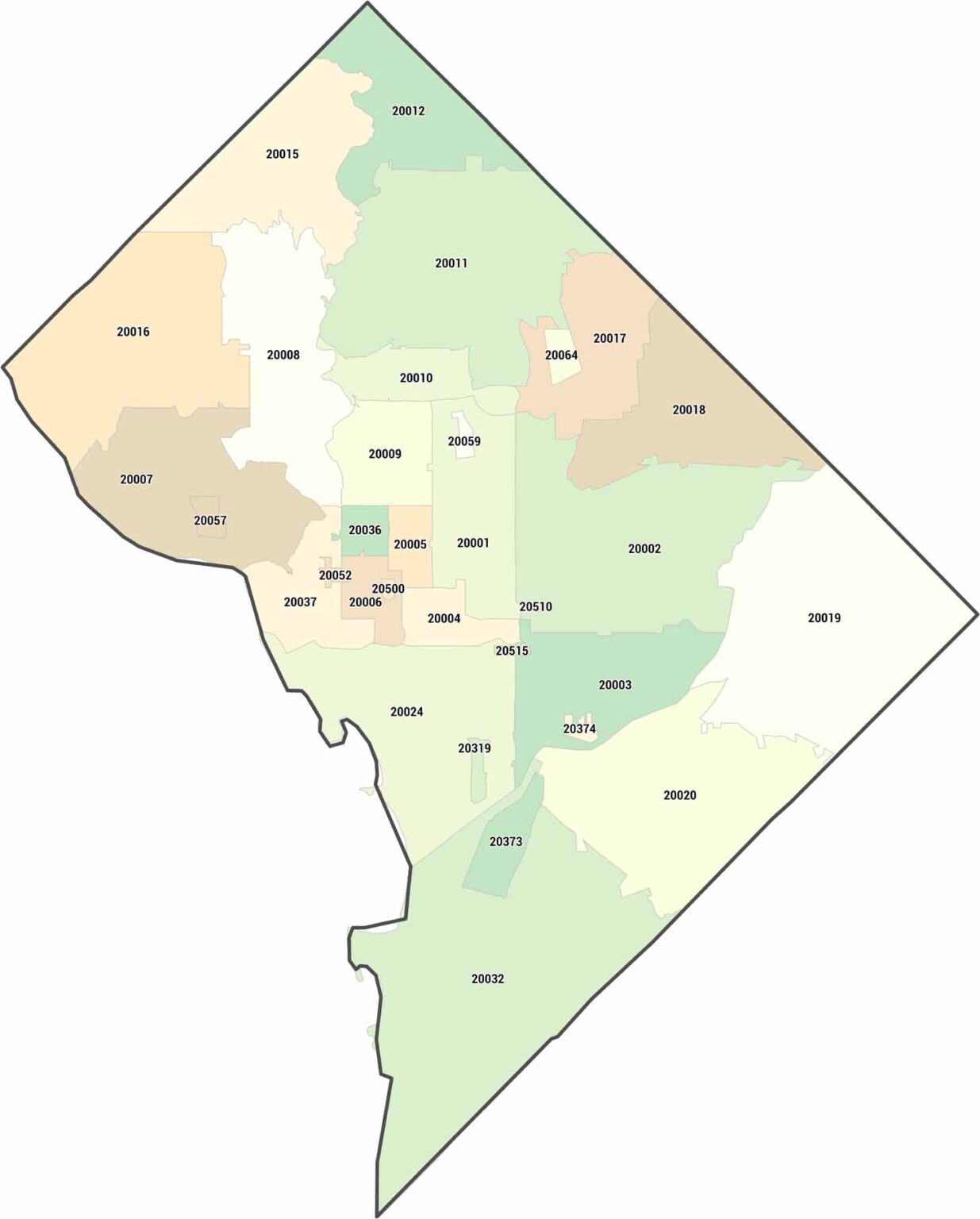 District of Columbia Zip Code Map - US Maps