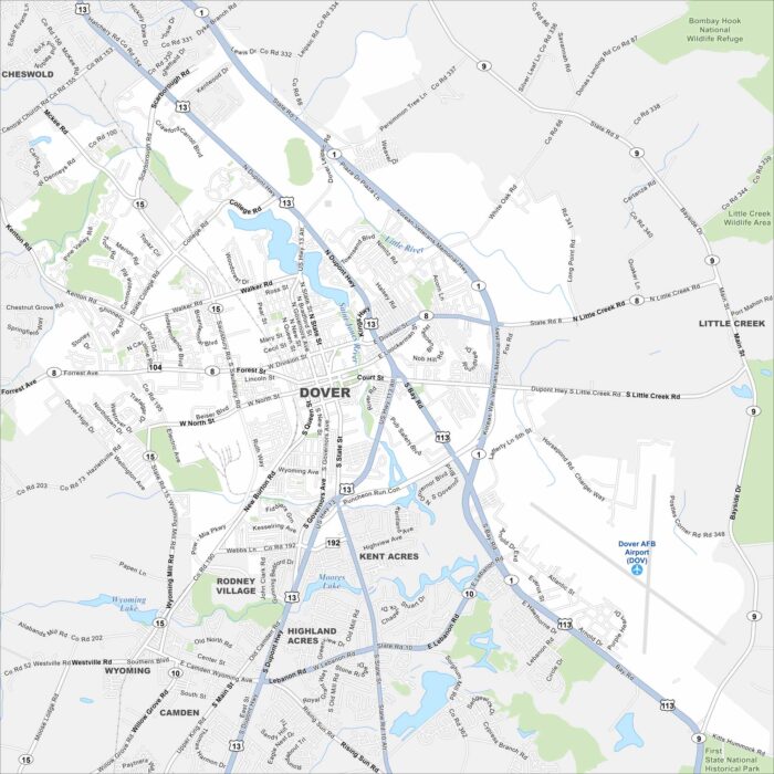 Dover Map Delaware