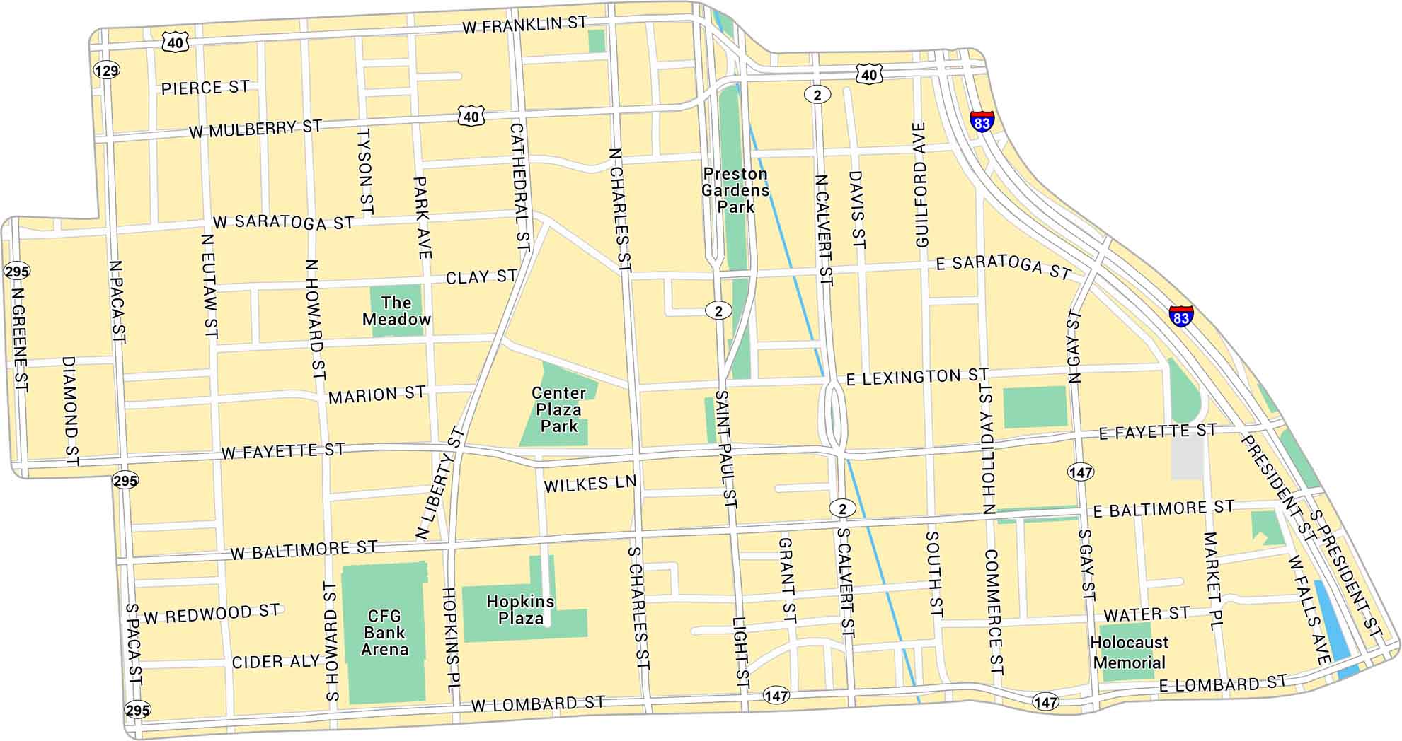 Downtown Baltimore Map