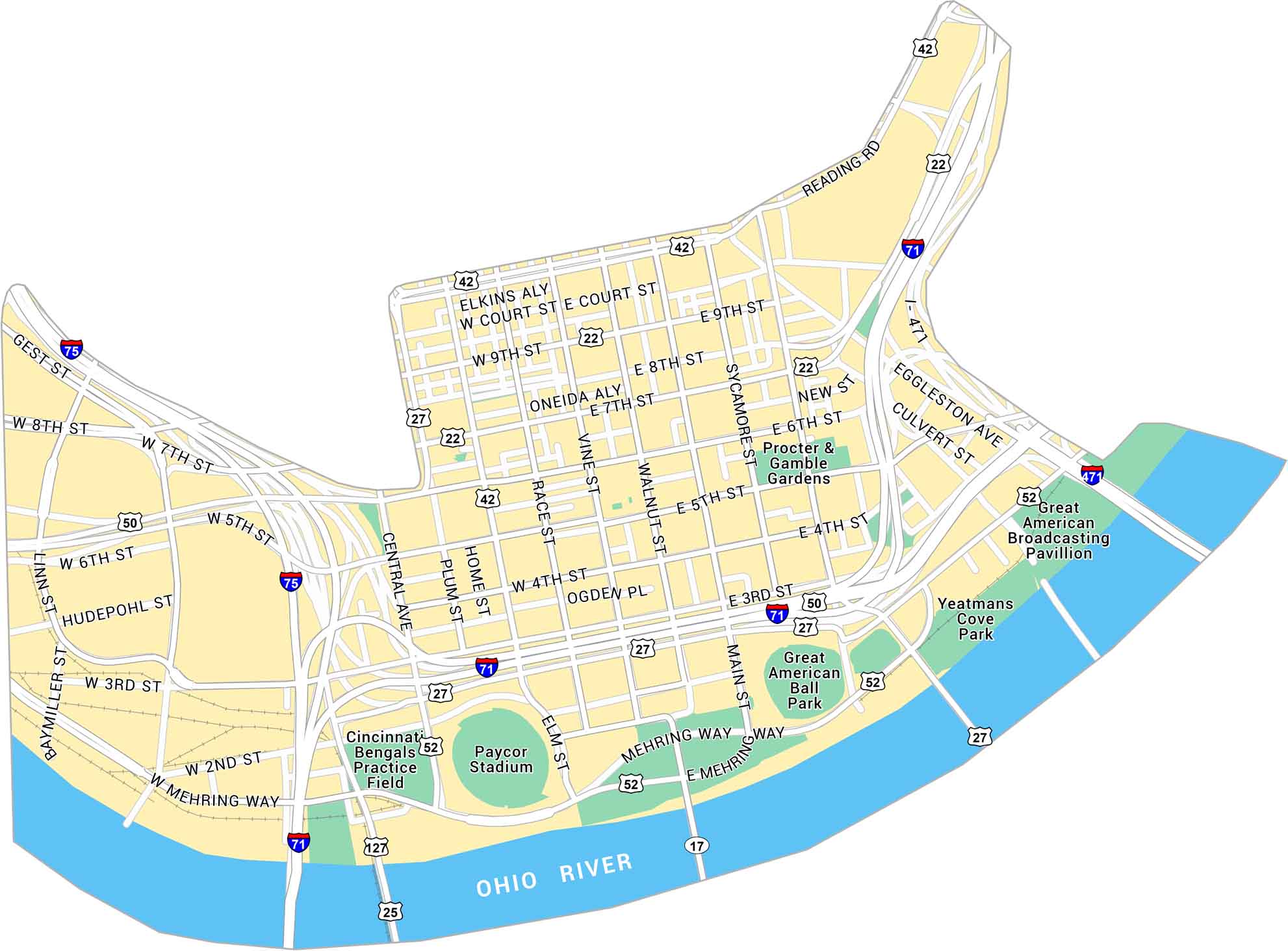 Downtown Cincinnati Map