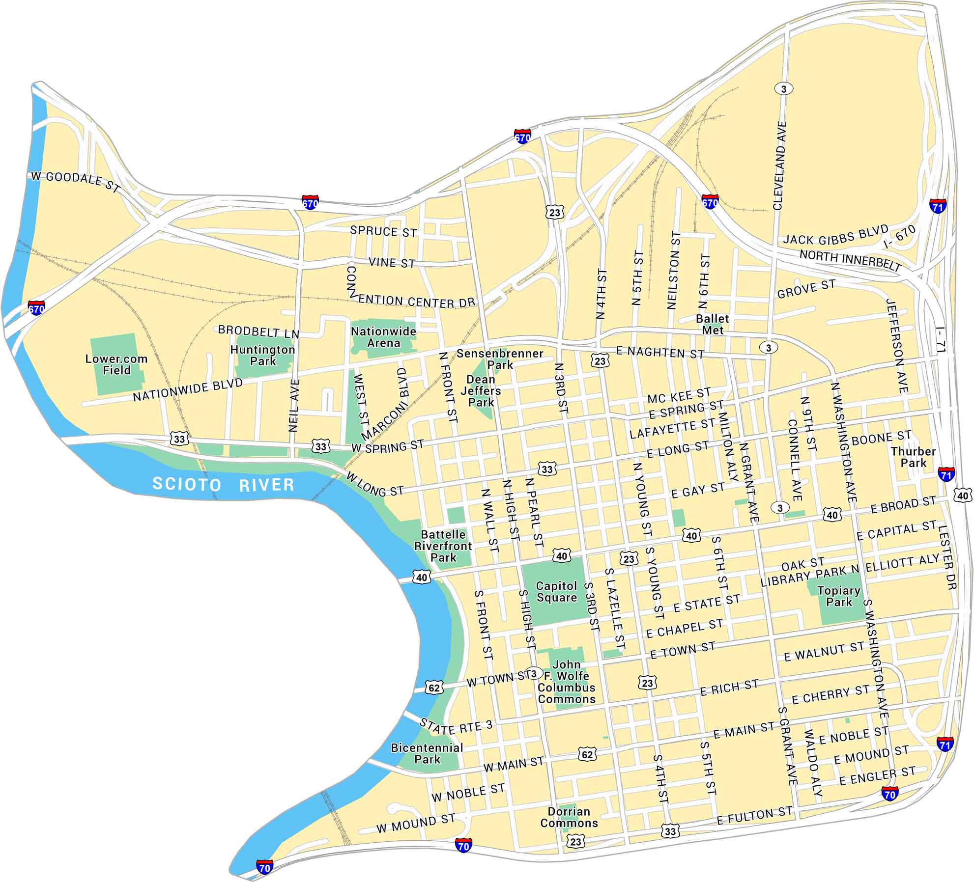 Downtown Columbus Map