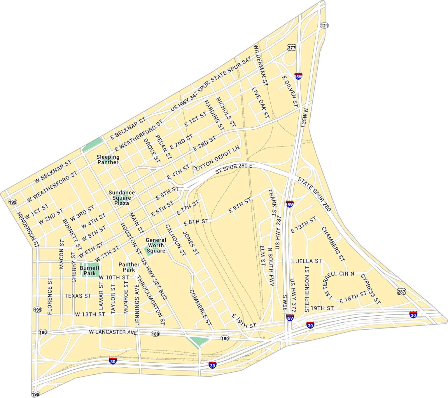 Downtown Fort Worth Map - US Maps