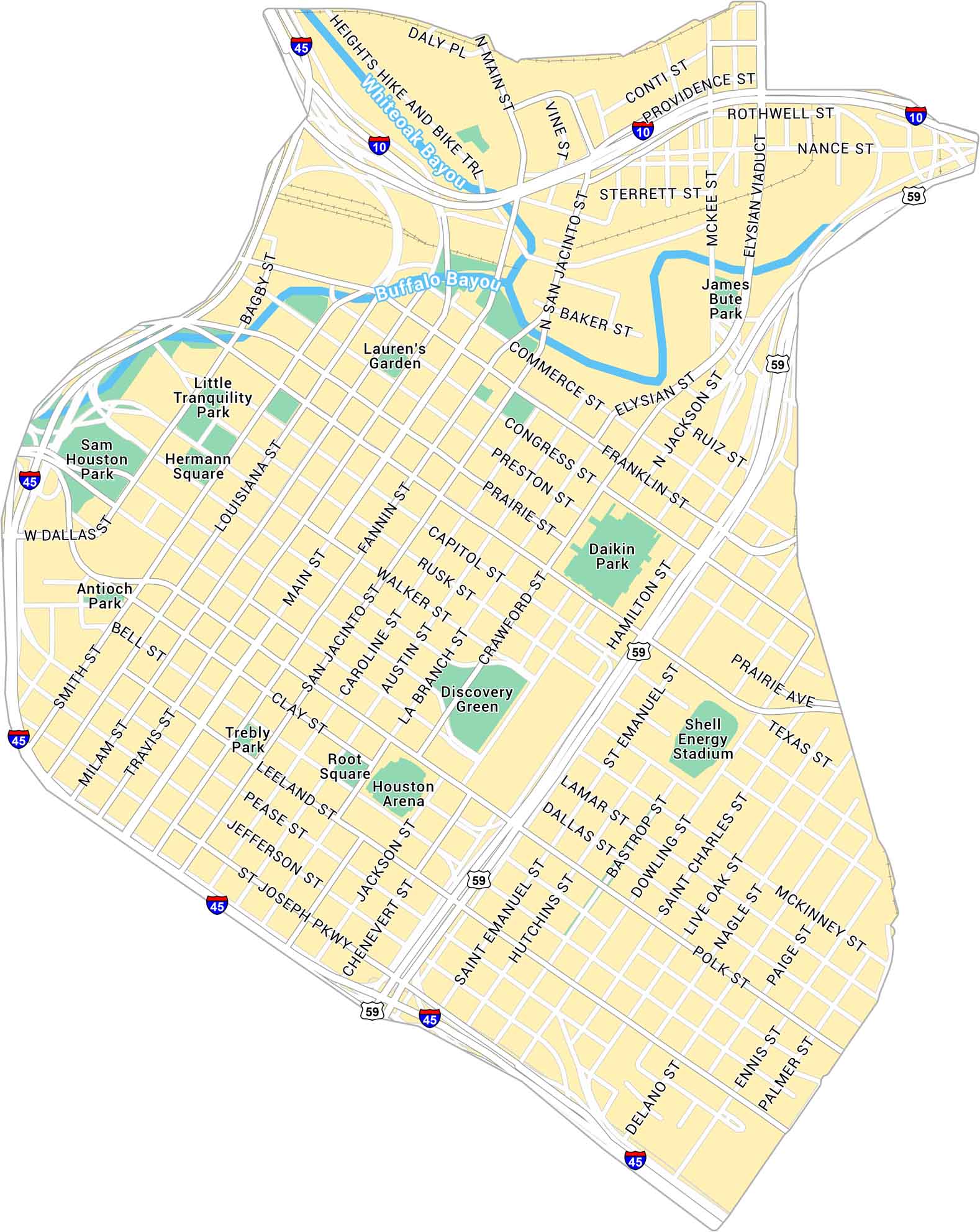 Downtown Houston Map