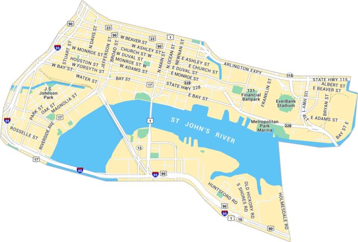 Downtown Jacksonville Map