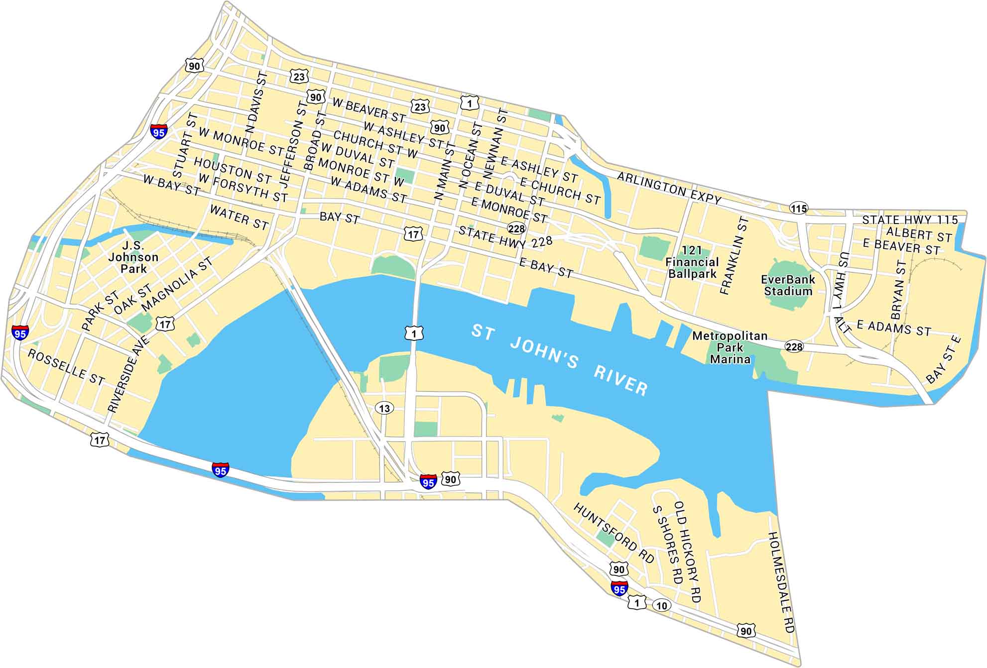 Downtown Jacksonville Map