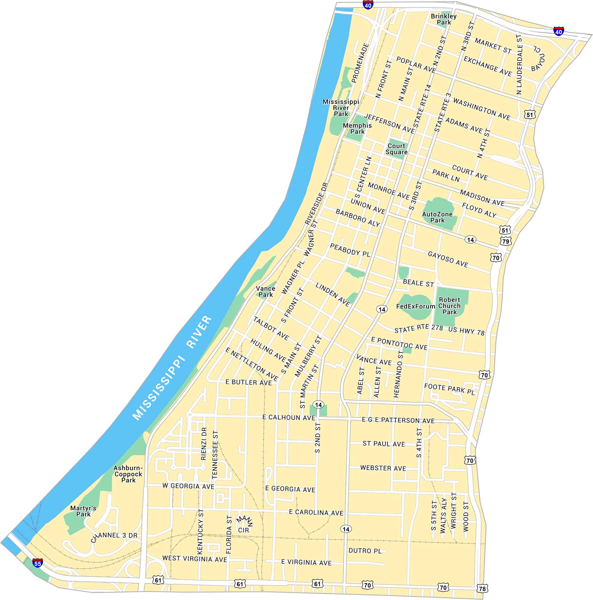 Downtown Memphis Map