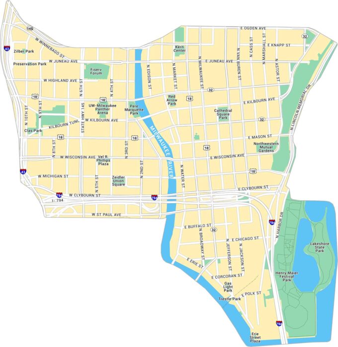 Downtown Milwaukee Map