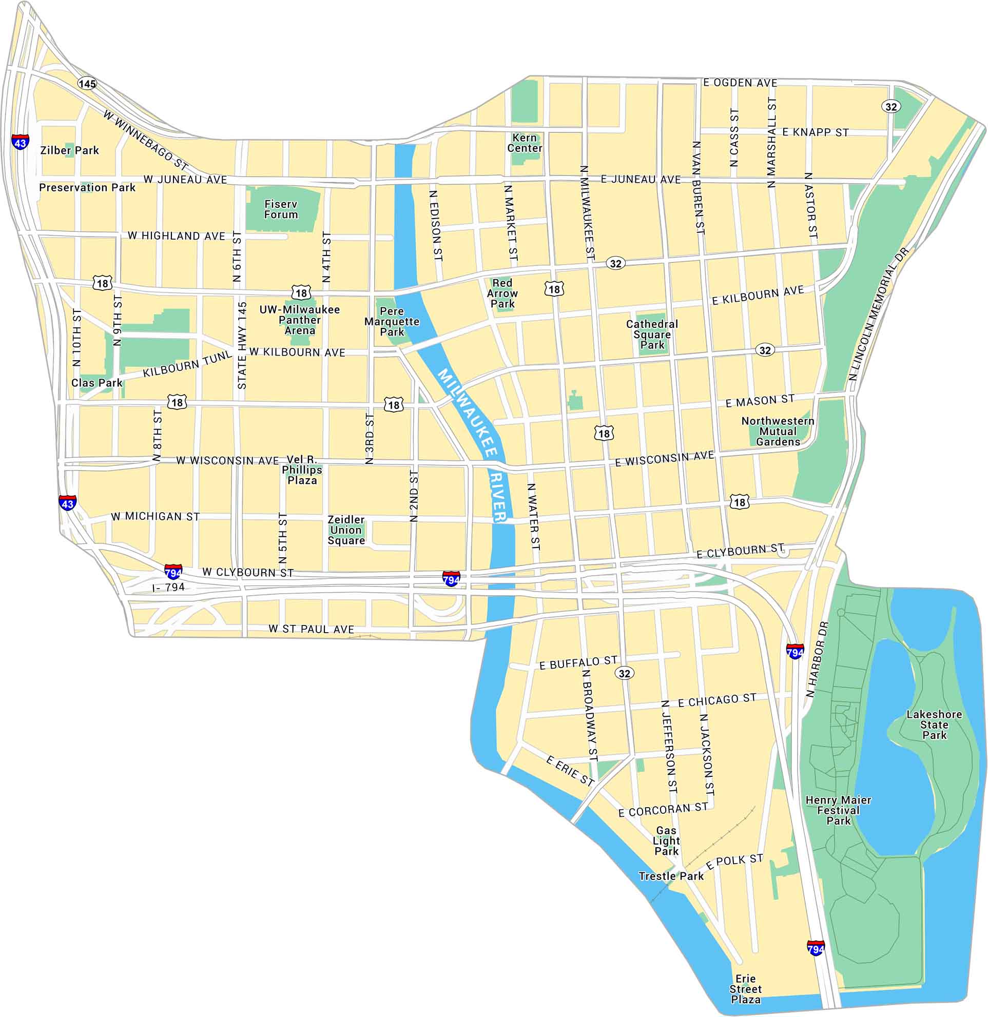 Downtown Milwaukee Map