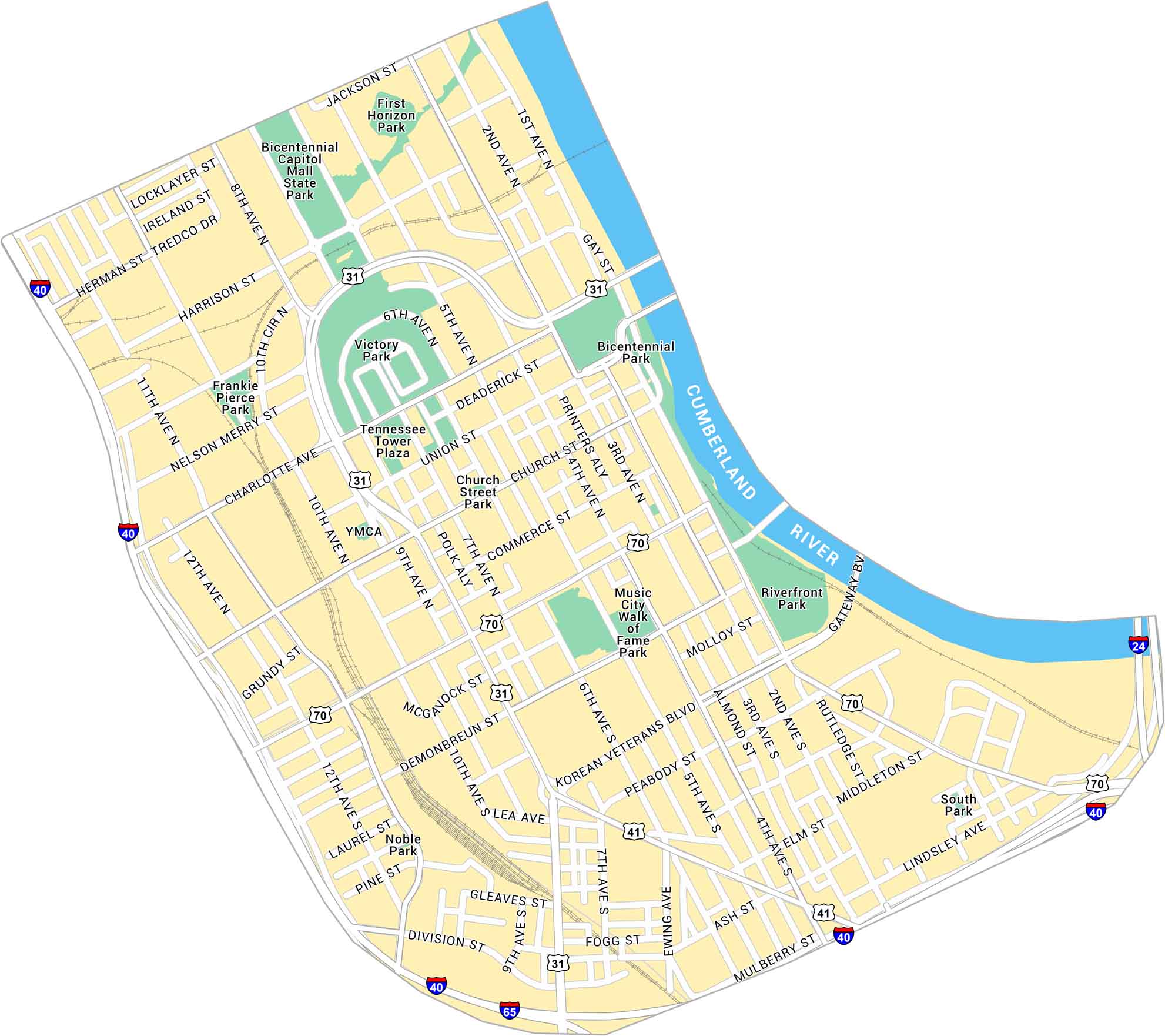 Downtown Nashville Map
