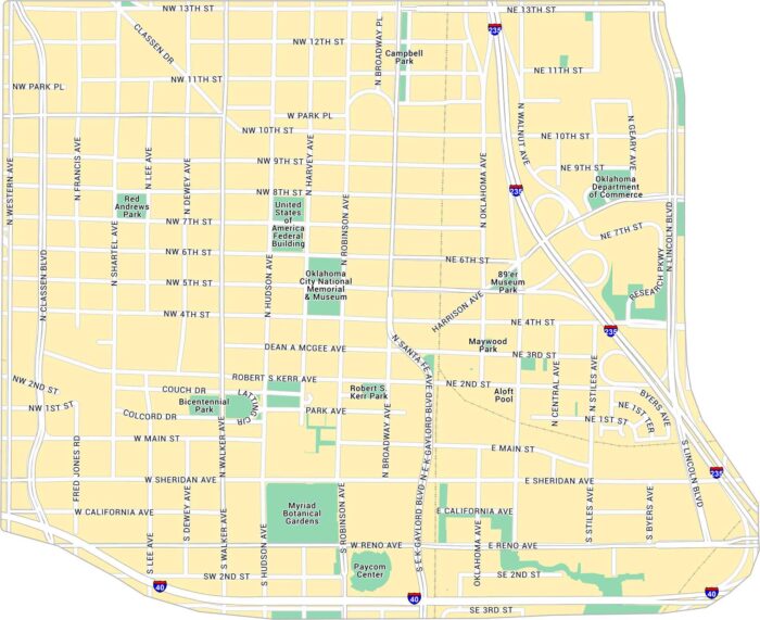 Downtown Oklahoma City Map