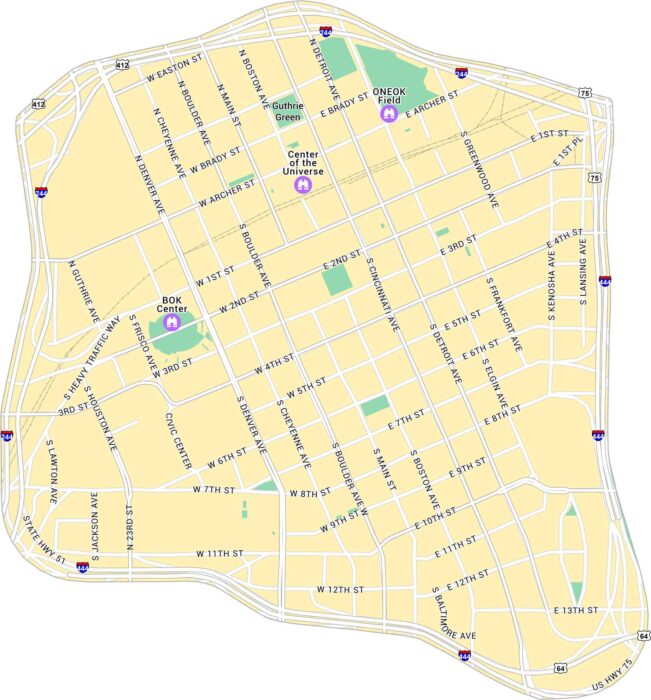 Downtown Tulsa Map