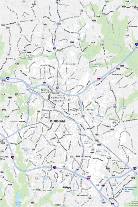 Durham Map North Carolina