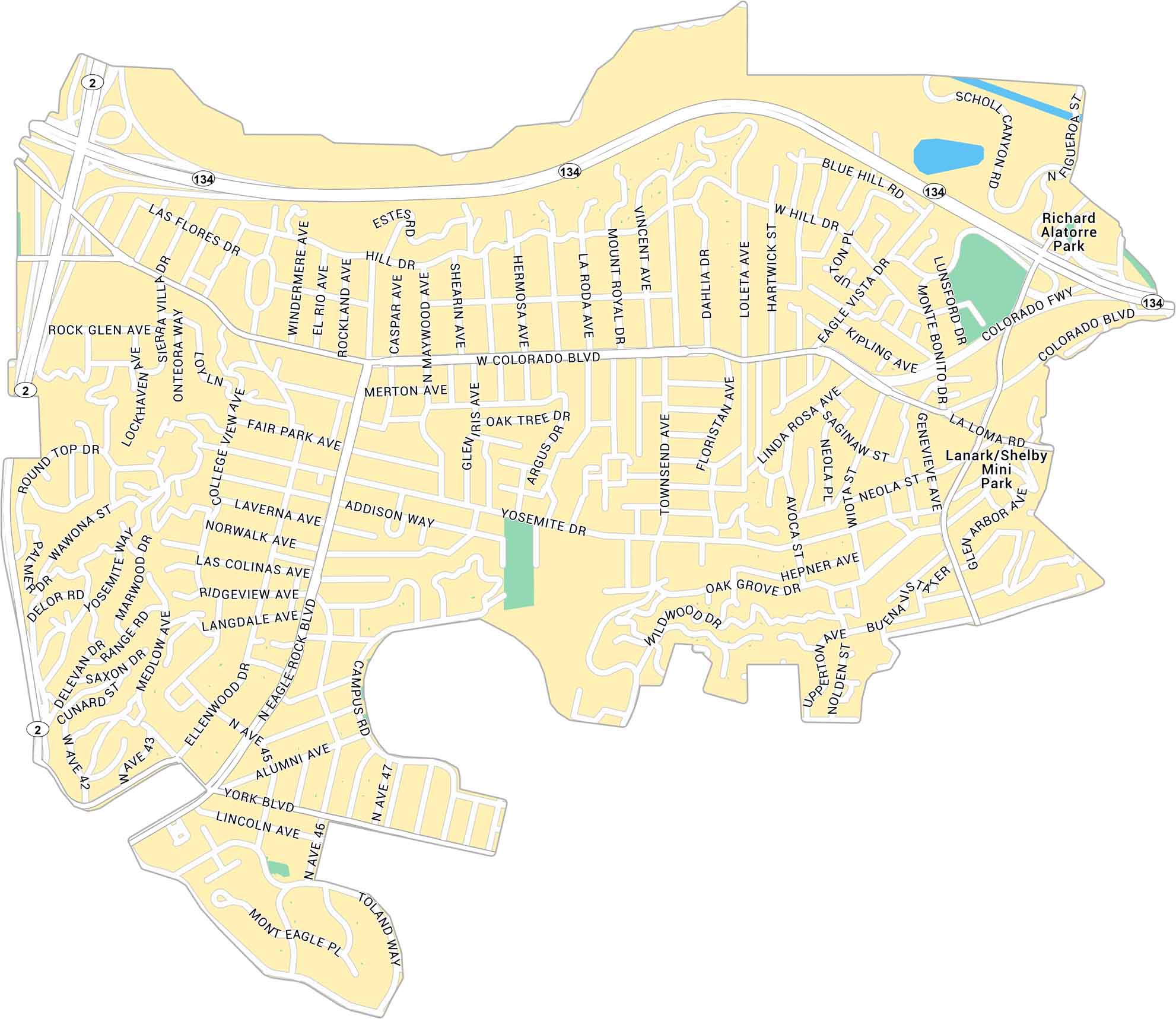 Eagle Rock Map Los Angeles