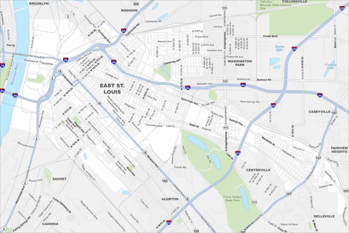 East St. Louis Map Illinois