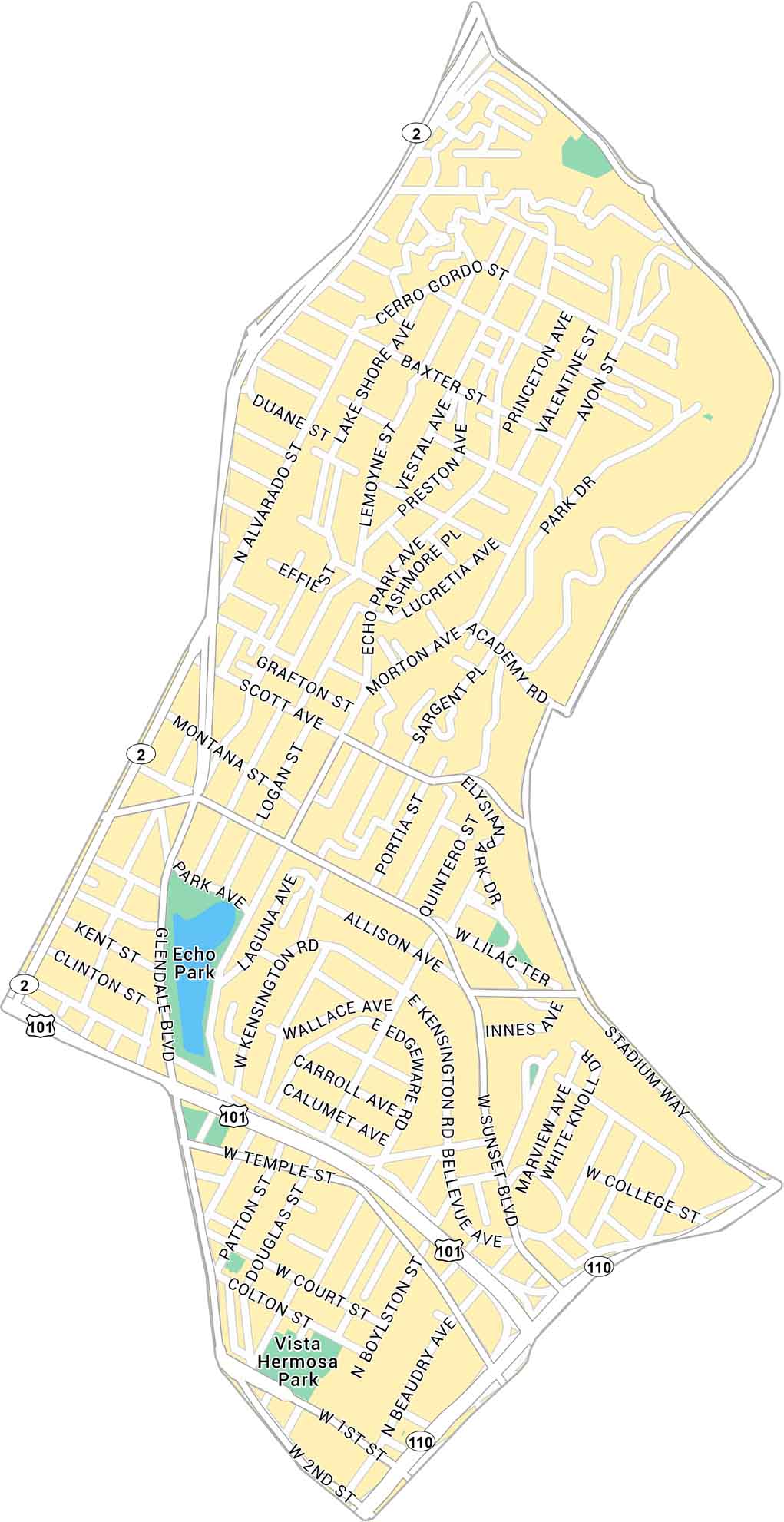 Echo Park Map Los Angeles