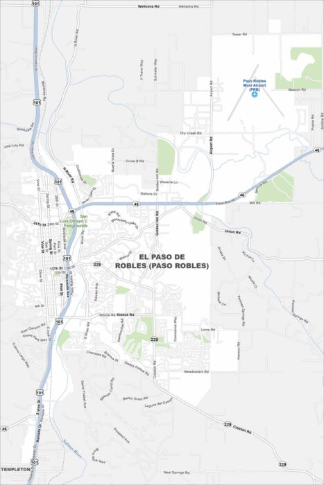El Paso de Robles (Paso Robles) Map California