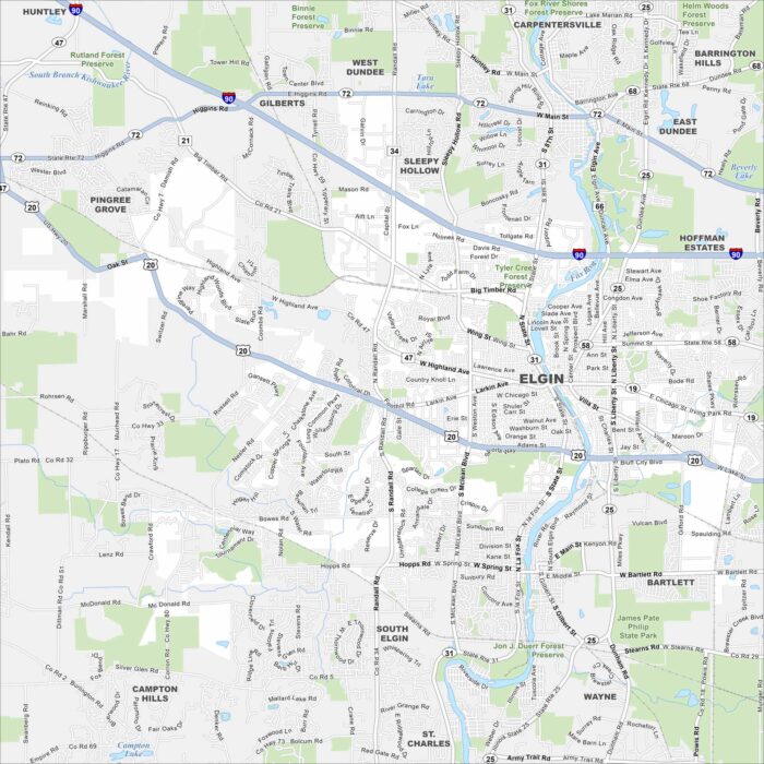 Elgin Map Illinois