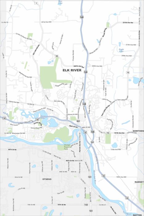 Elk River Map Minnesota