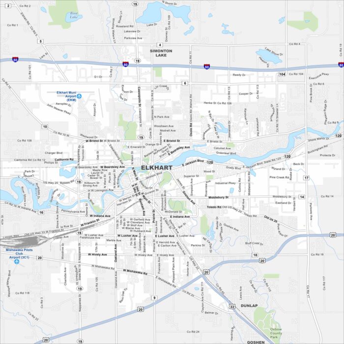 Elkhart Map Indiana