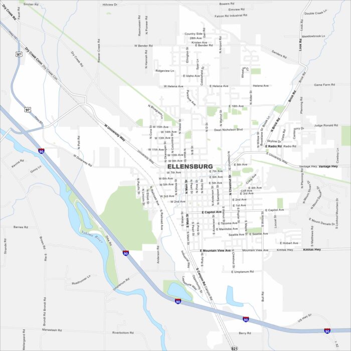 Ellensburg Map Washington