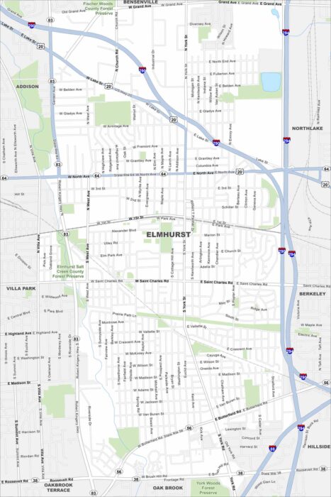 Elmhurst Map Illinois