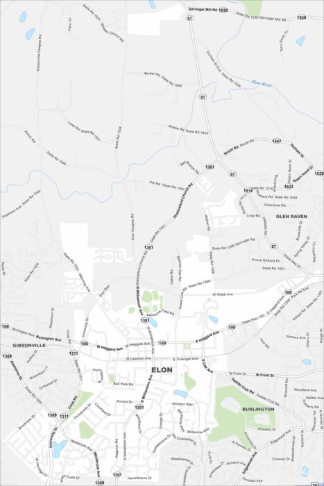 Elon Map North Carolina