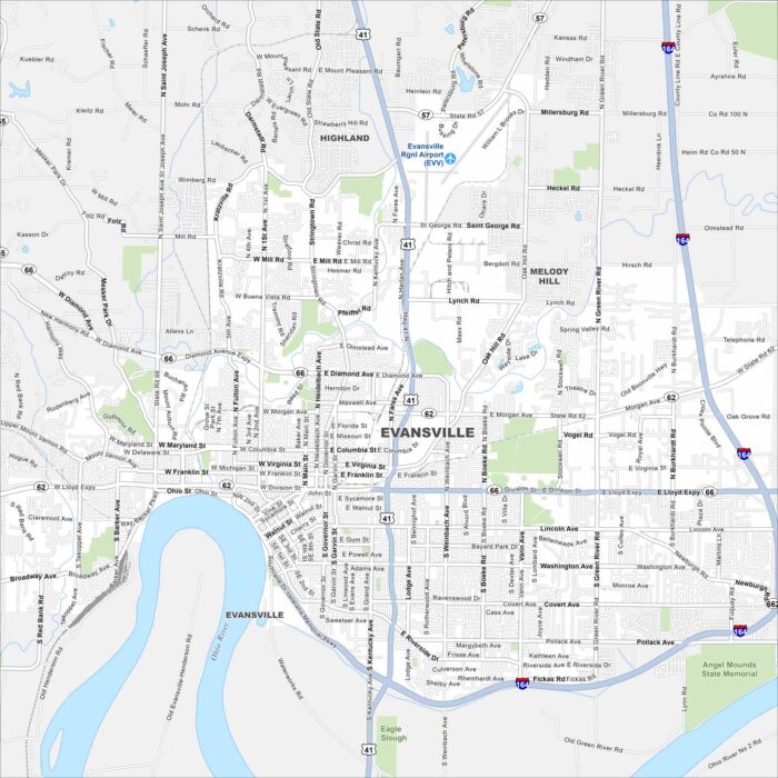Evansville Map Indiana