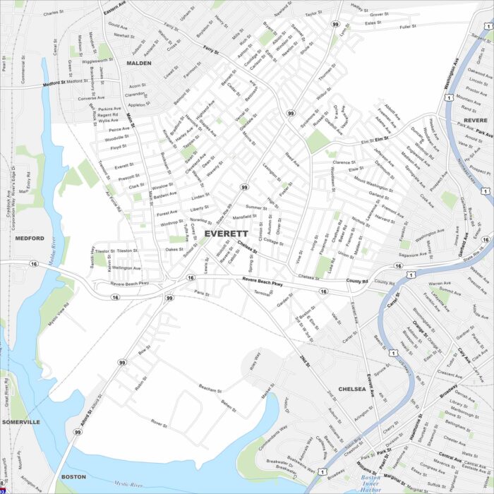 Everett Map Massachusetts