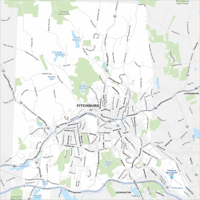 Fitchburg Map Massachusetts