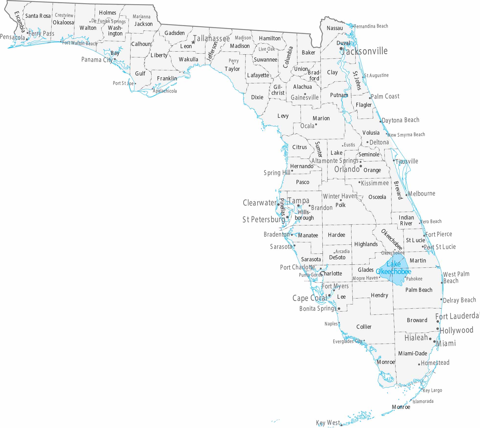 Florida Counties Cities Map