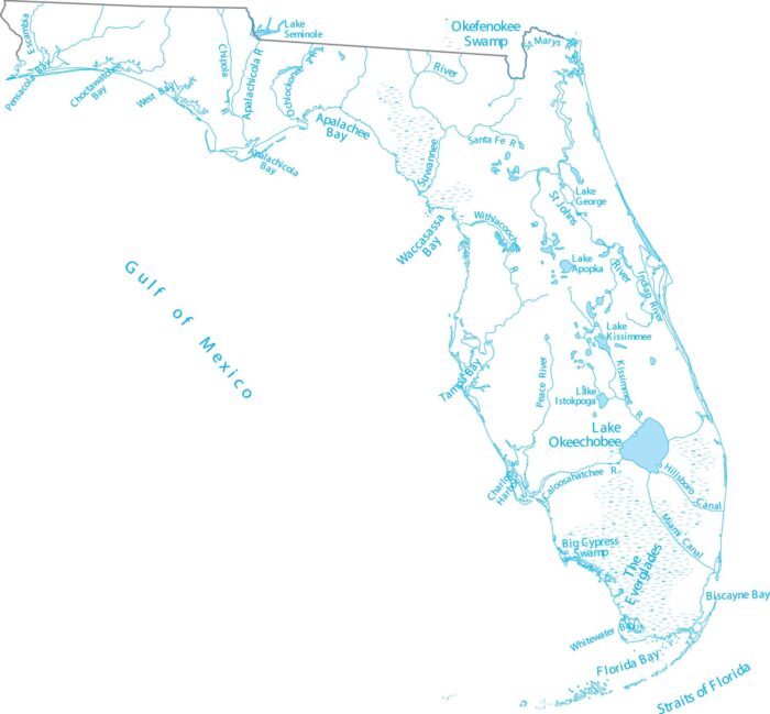 Florida Lakes and Rivers Map