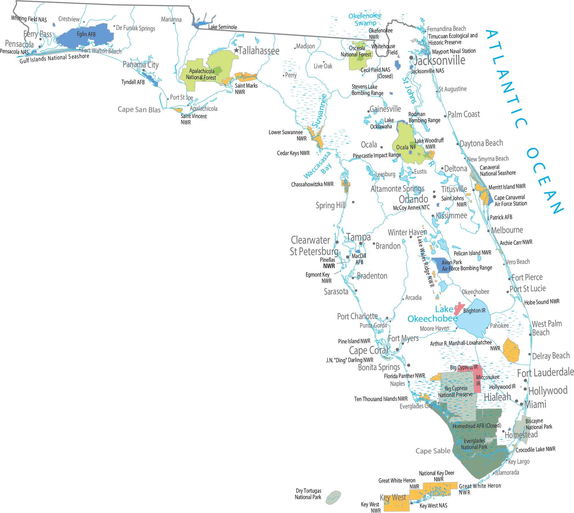 Florida National Parks and Forests Map