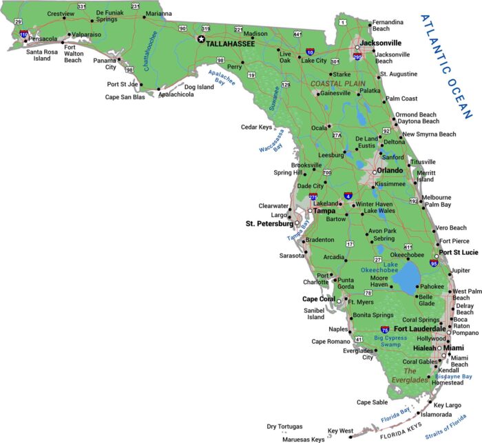 Florida Physical Map