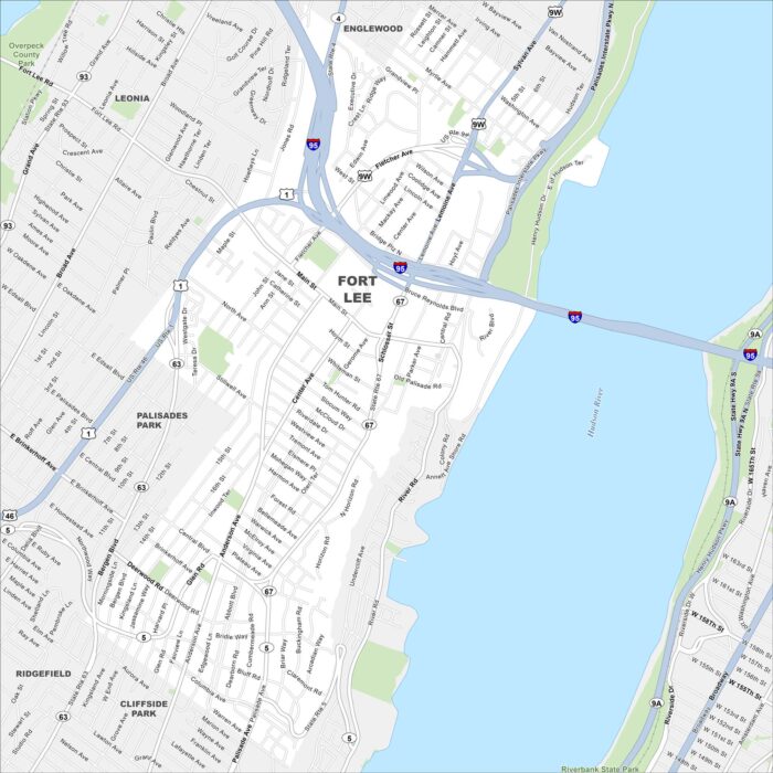 Fort Lee Borough Map New Jersey