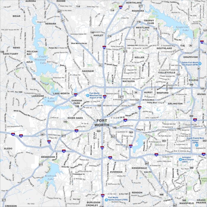 Fort Worth Map Texas