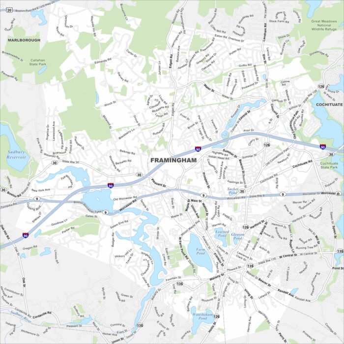 Framingham Map Massachusetts