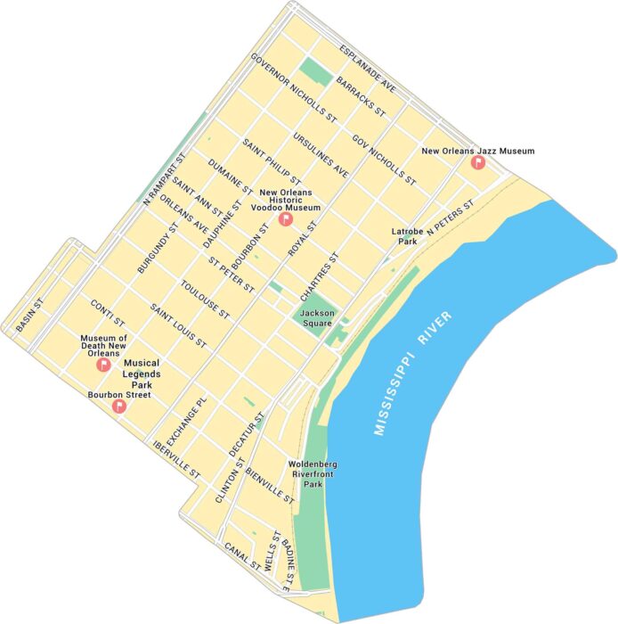 French Quarter District Map New Orleans
