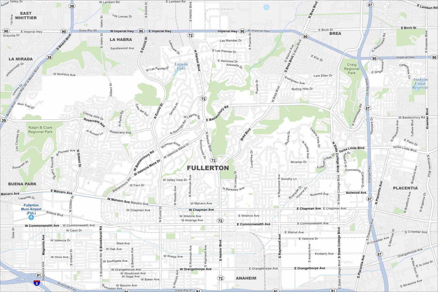 Map of Fullerton, California - US Maps