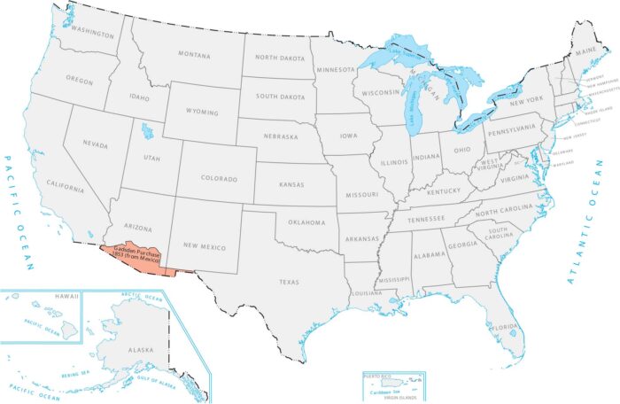 Gadsden Purchase 1853 Map